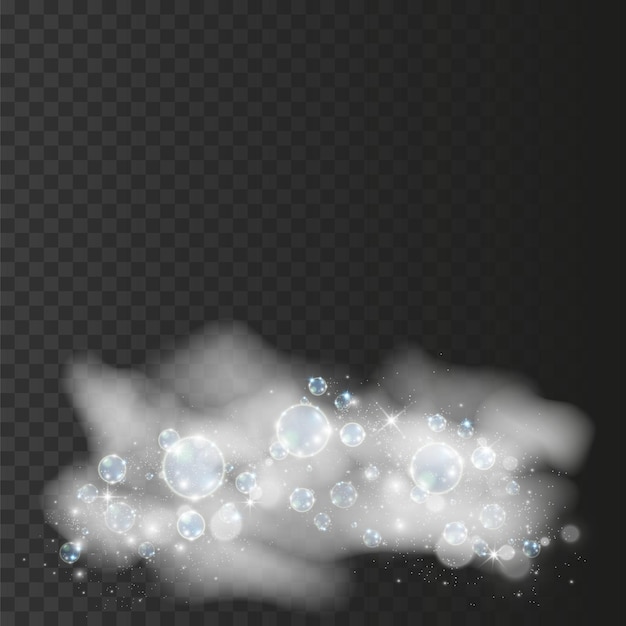 Belle bolle bianche su uno sfondo trasparente illustrazione vettoriale bolla