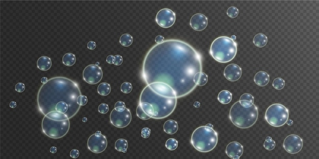 White beautiful bubbles on a transparent background vector illustration. bubble.