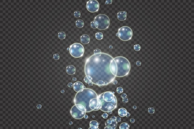 White beautiful bubbles on a transparent background vector illustration. Bubble.