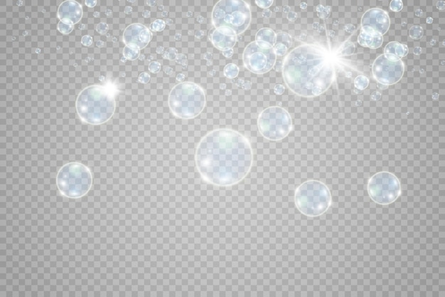 Vector white beautiful bubbles on a transparent background vector illustration. bubble.