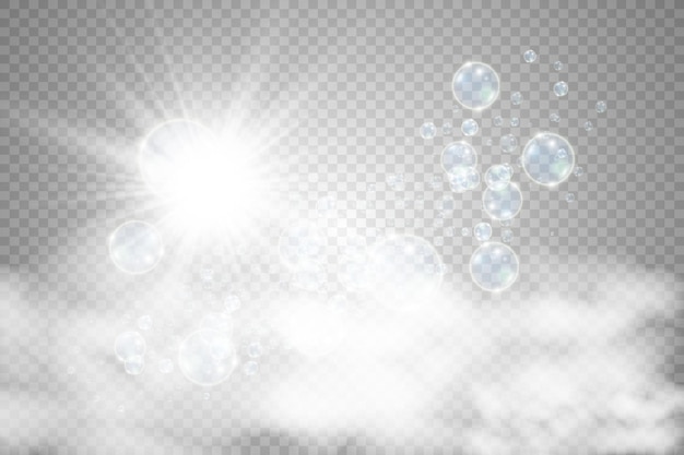 White beautiful bubbles on a transparent background vector illustration. bubble.