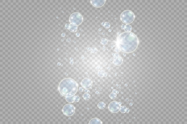 White beautiful bubbles on a transparent background vector illustration. Bubble.