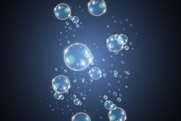 White beautiful bubbles on a transparent background vector illustration. Bubble.