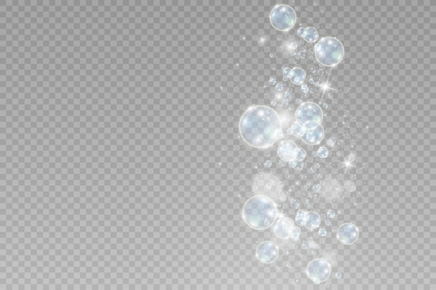 White beautiful bubbles on a transparent background vector illustration. bubble.