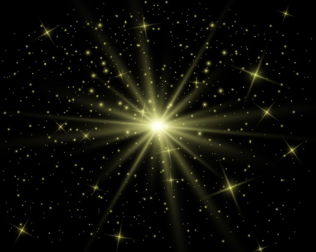 White beautiful light explodes with a transparent explosion. Vector, bright illustration for perfect effect with sparkles. Bright Star. Transparent shine of the gloss gradient, bright flash.