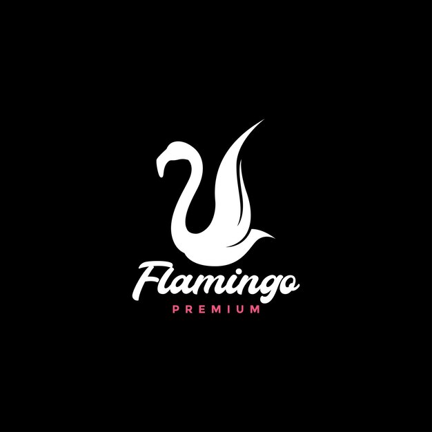 White bird flamingo fly logo design vettore grafico simbolo icona illustrazione idea creativa