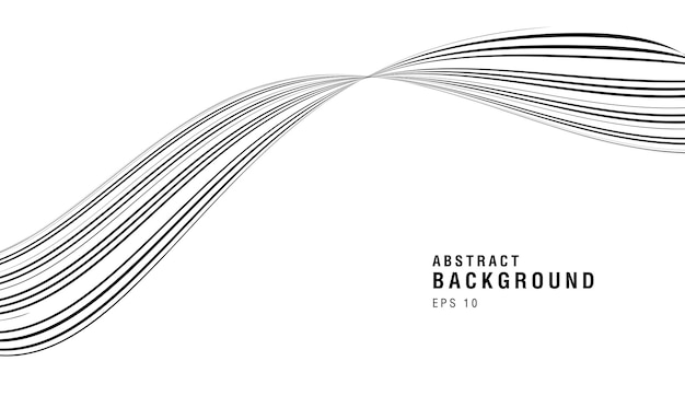 White and black abstract curve made of lines artistic contrast composition graphic design