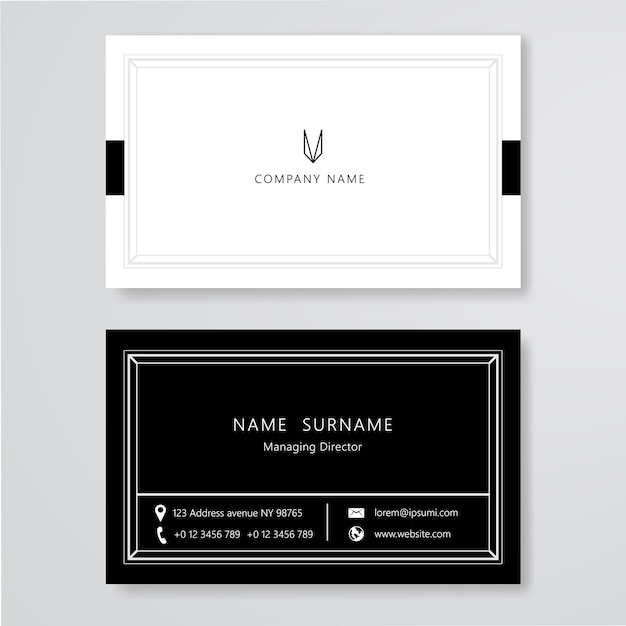 White and black business card clean design vector template