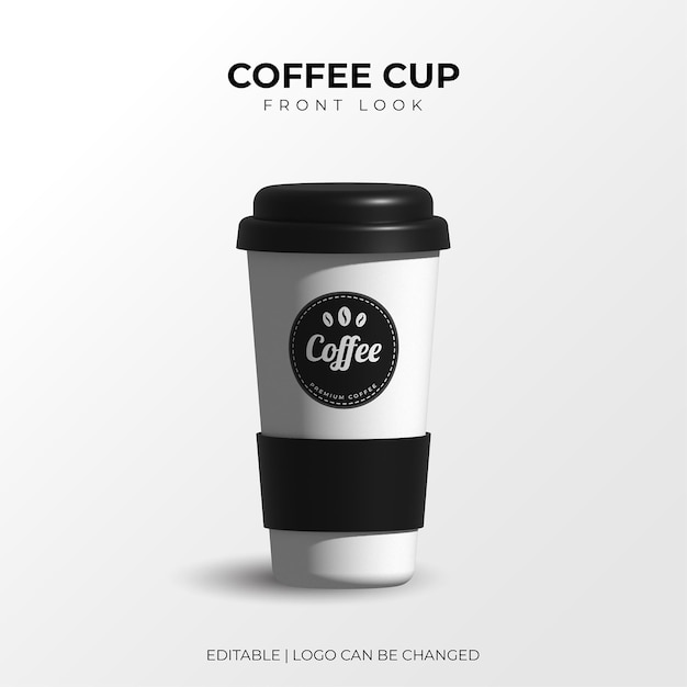 White black coffee cup isolated for mockup