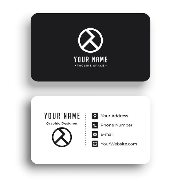 White and black creative modern id name card and business card with double side