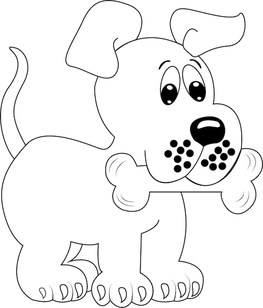 Vector white and black dog for kids coloring book