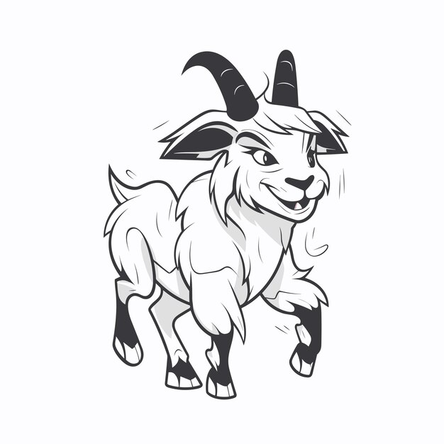 Vector a white and black goat cartoon character