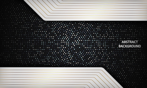 White and black golden line luxury background with halftone decoration