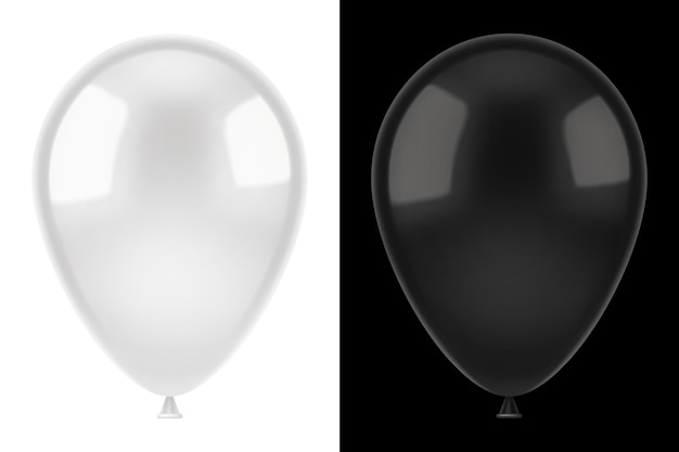 Vector white and black helium balloons.