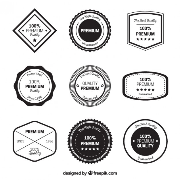 Vector white and black high quality labels