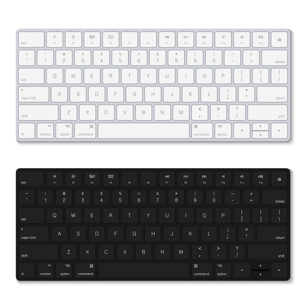 White and black keyboard isolated on white background