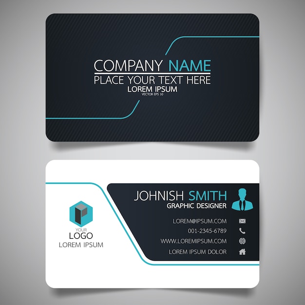 White and black layout business card template.