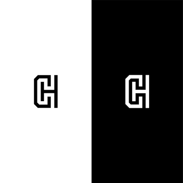 검정색과 흰색 배경에 흰색과 검정색 글자 c와 h