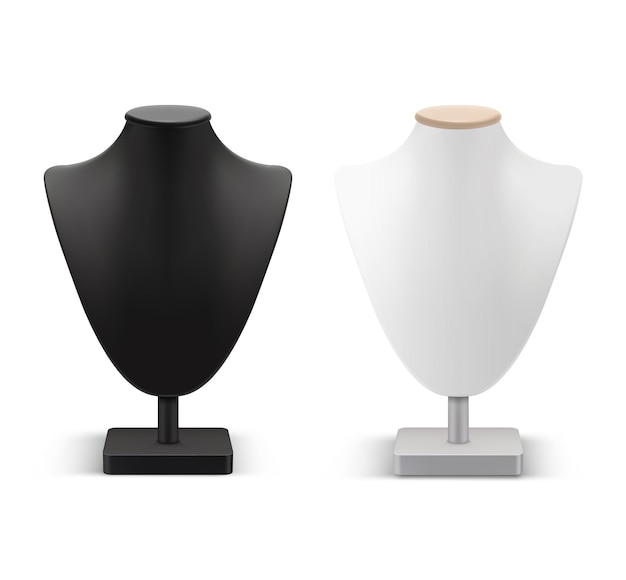 White and black mannequins against a white background perfect for highlighting jewelry elegance Realistic vector