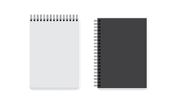 Vector white and black notebook isolated