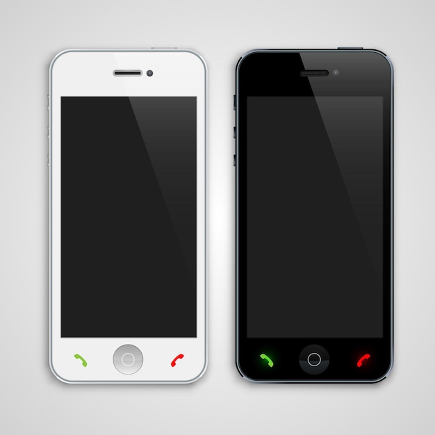 Vector white and black phone art. vector illustration