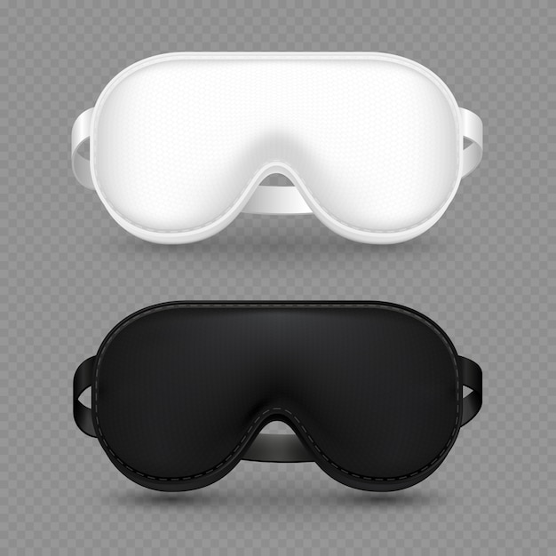 Vector white and black realistic sleeping masks