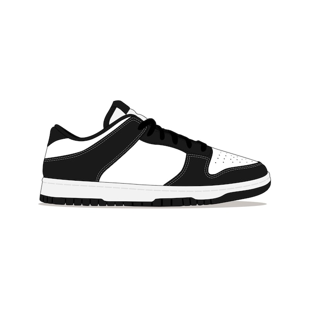 Premium Vector | White and black retro sneaker shoes vector illustration.