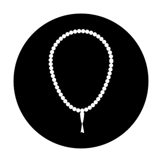 Vector a white and black round pendant with a white bead on a black background