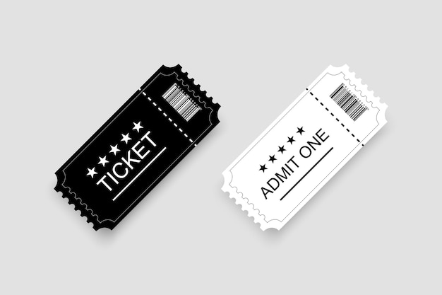 Vector white and black ticket or coupon with shadow