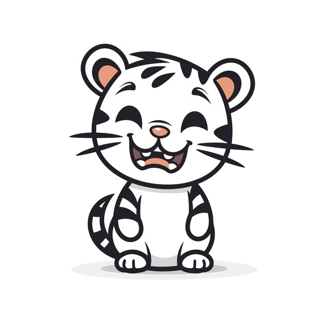 Vector a white and black tiger cartoon character