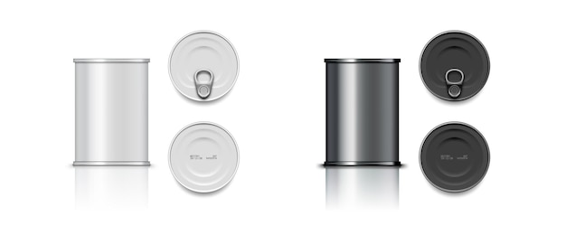 Vector white and black tin can with pull ring