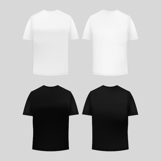 Vector white and black tshirt mockup template