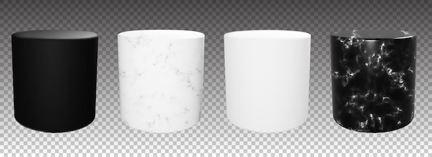 白と黒のベクトル シリンダー表彰台モックアップの分離された石の台座