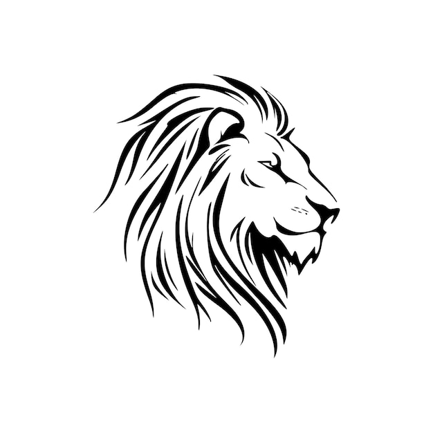 White and black vector lion logo with simple design