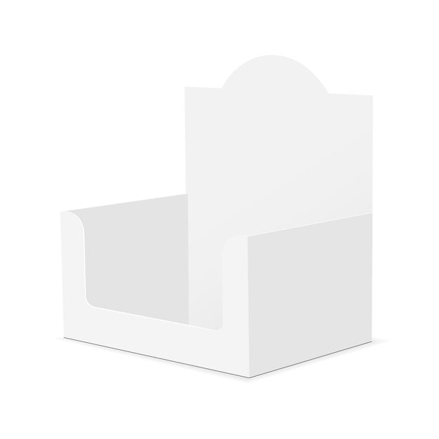 Vector white blank cardboard display box - 3/4 side view.  illustration