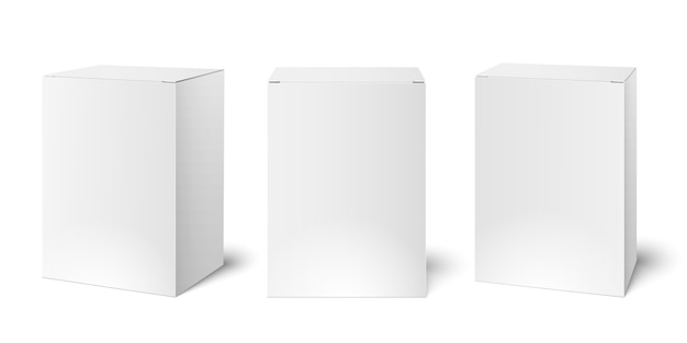 white blank cardboard package boxes 