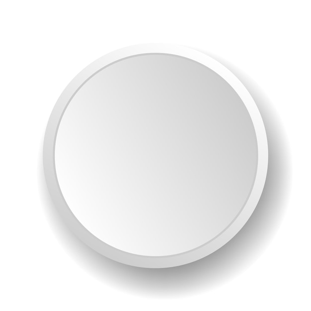 White blank circle button vector isolated element button template