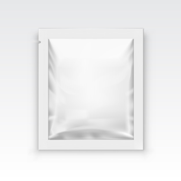 Premium Vector | White blank clear sachet for food medical or cosmetics