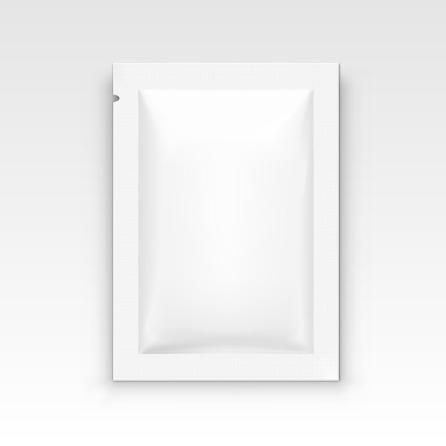 White blank clear sachet on white