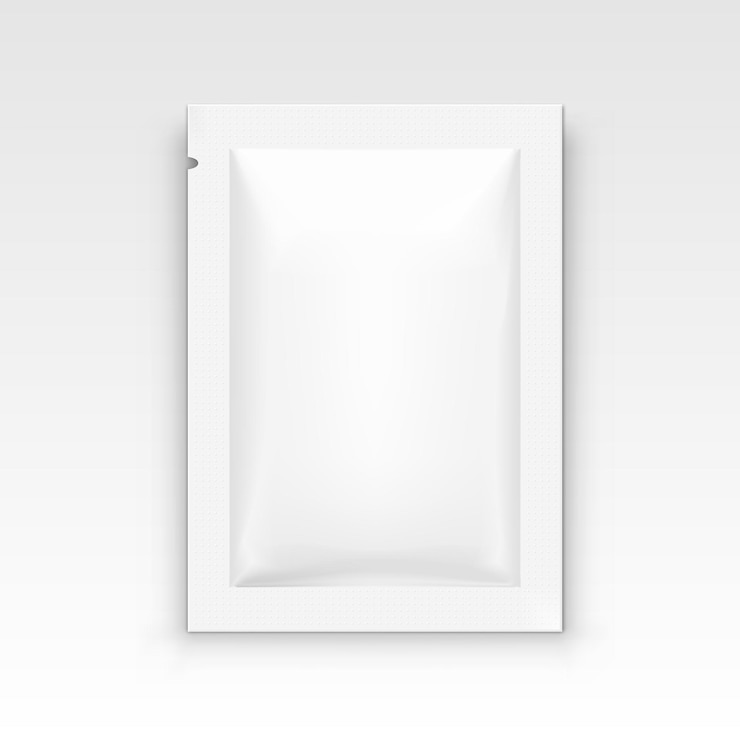 Vector white blank clear sachet on white