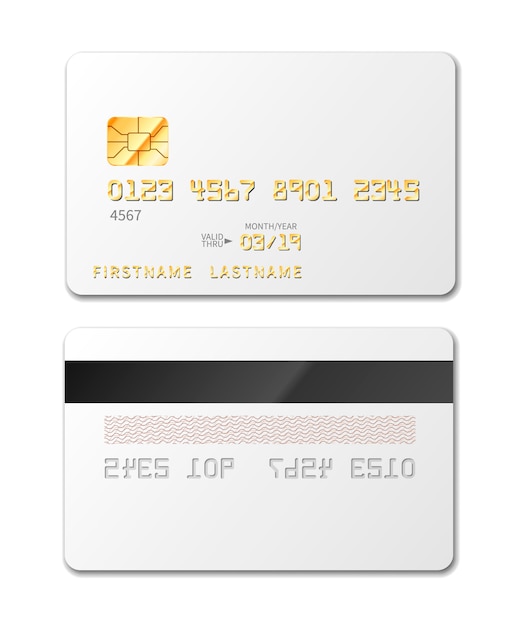 White blank credit card mockup on white