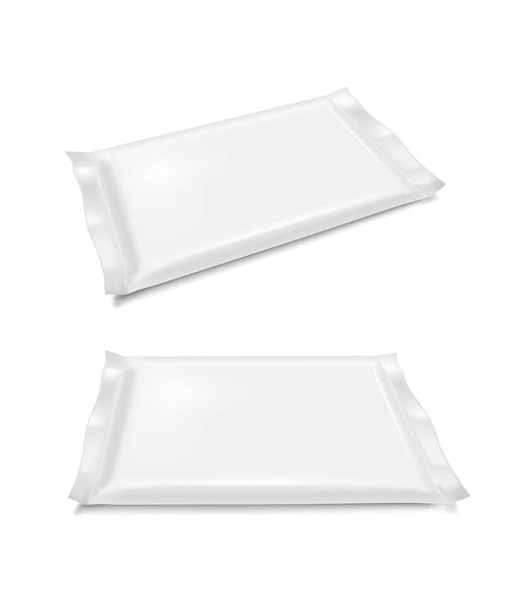Vector white blank foil food snack pack for chips candy and other products