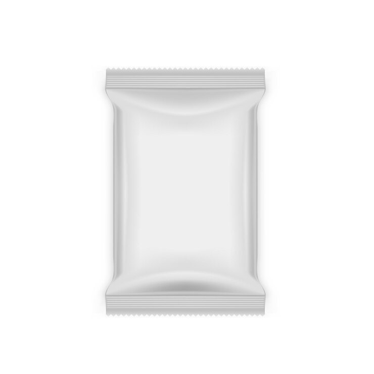 Vector white blank foil food snack sachet bag package