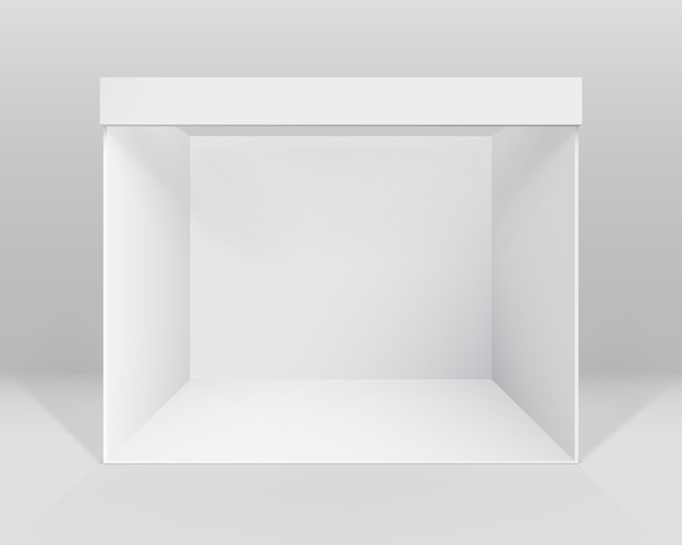 Белый пустой закрытый выставочный стенд стандартный стенд для презентации изолированные