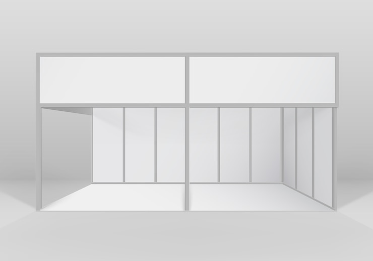 Vector white blank indoor trade exhibition booth standard stand