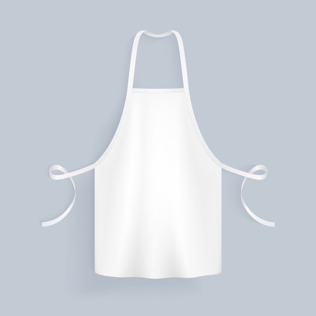 Vector white blank kitchen cotton apron isolated vector illustration. protective apron uniform for cooking