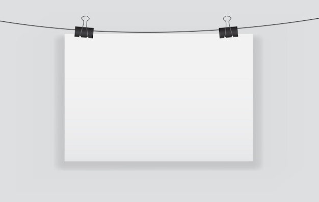 White blank page with clip vector illustration