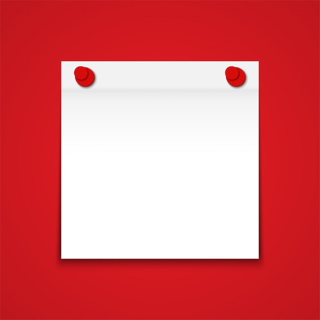 White Blank Paper Note on Red Background