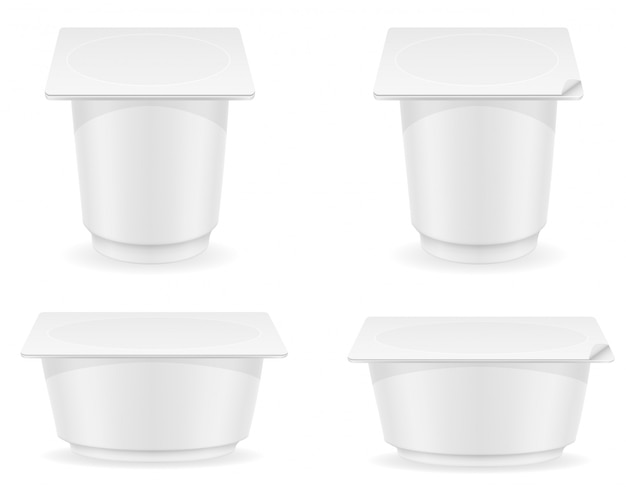 Vector white blank plastic container of yogurt vector illustration