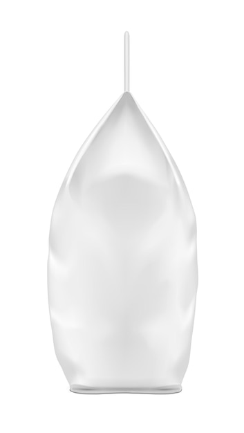 Вектор Белая пустая пластиковая или бумажная упаковка для стирального порошка саше для подарка